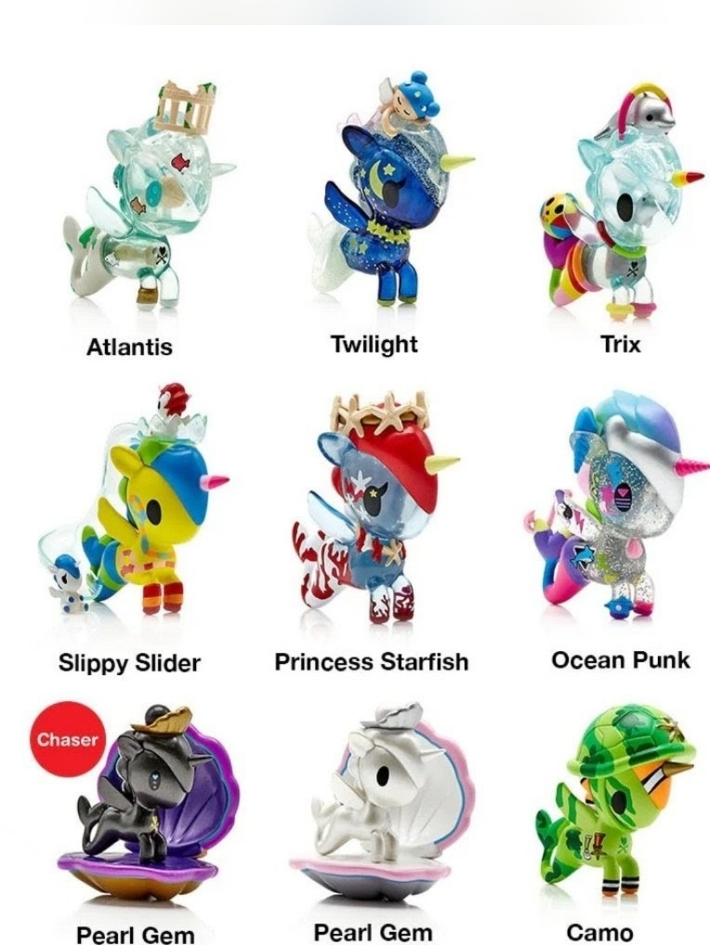 Tokidoki Mermicorno Series 7 Vinyl Figure - Ocean Punk (Silver, Pink, Blue)